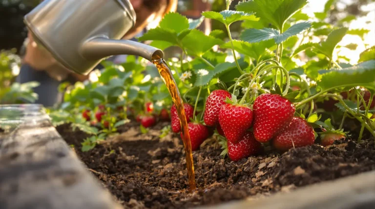 Les fraisiers donnent de plus gros fruits si on les arrose au printemps avec cet ingrédient de cuisine Les fraisiers donnent de plus gros fruits si on les arrose au printemps avec cet ingrédient de cuisine